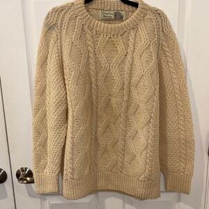 Vintage Wool Cream Cable Knit Sweater from Ireland